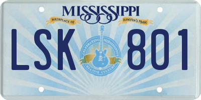 MS license plate LSK801
