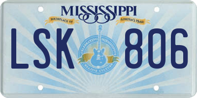 MS license plate LSK806