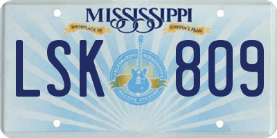 MS license plate LSK809