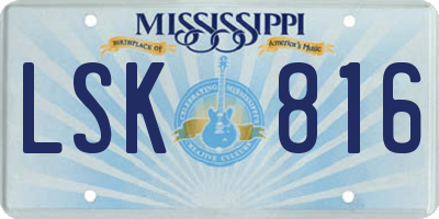 MS license plate LSK816