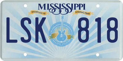 MS license plate LSK818
