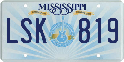 MS license plate LSK819