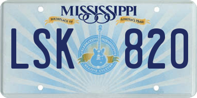 MS license plate LSK820
