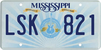 MS license plate LSK821