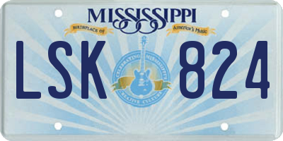 MS license plate LSK824