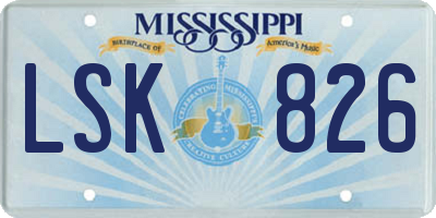 MS license plate LSK826