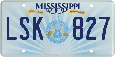MS license plate LSK827