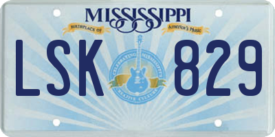 MS license plate LSK829
