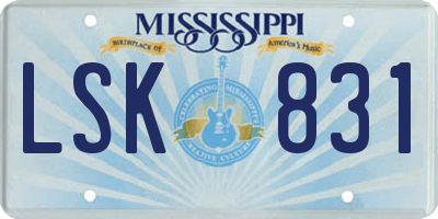 MS license plate LSK831