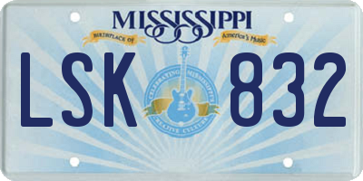 MS license plate LSK832