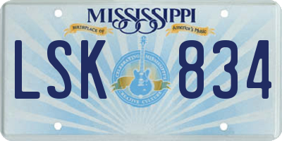 MS license plate LSK834