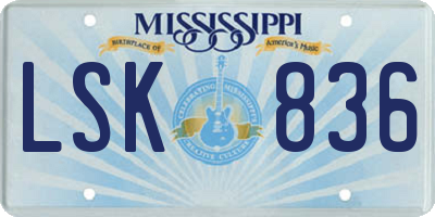 MS license plate LSK836