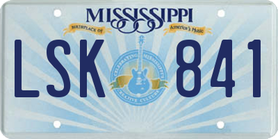 MS license plate LSK841