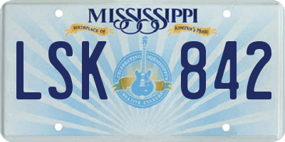 MS license plate LSK842