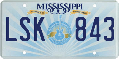 MS license plate LSK843