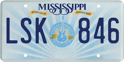 MS license plate LSK846