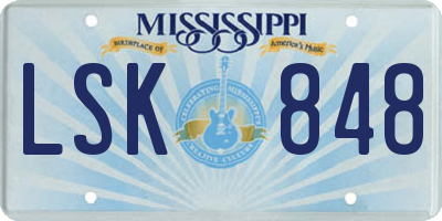MS license plate LSK848