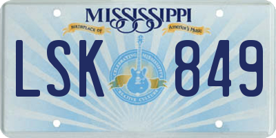 MS license plate LSK849