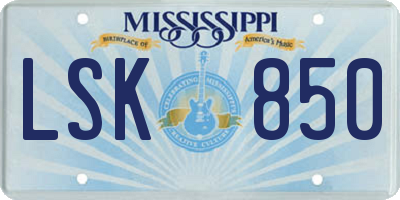 MS license plate LSK850