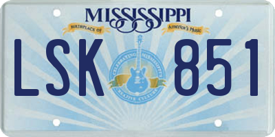 MS license plate LSK851