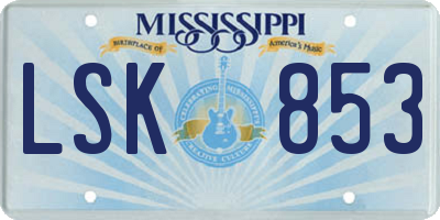MS license plate LSK853