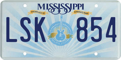MS license plate LSK854