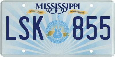 MS license plate LSK855