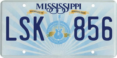 MS license plate LSK856
