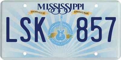 MS license plate LSK857