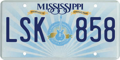 MS license plate LSK858