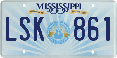 MS license plate LSK861