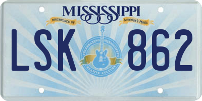 MS license plate LSK862