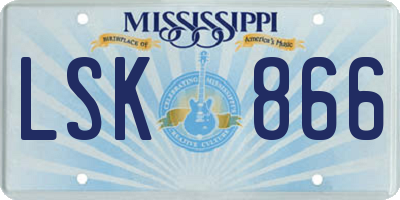 MS license plate LSK866