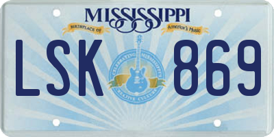 MS license plate LSK869