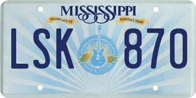 MS license plate LSK870
