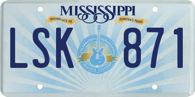 MS license plate LSK871