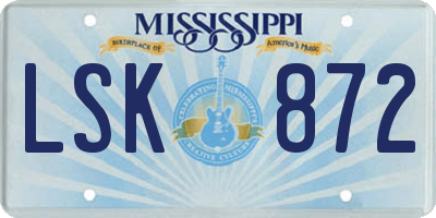 MS license plate LSK872