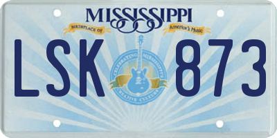 MS license plate LSK873