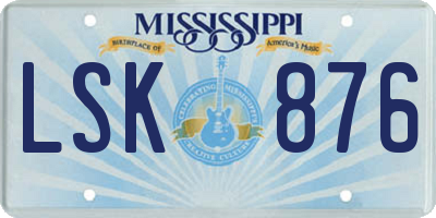 MS license plate LSK876