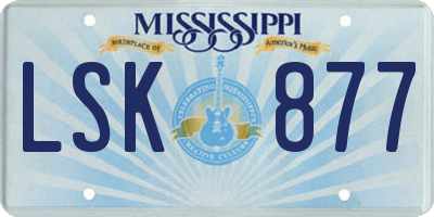 MS license plate LSK877