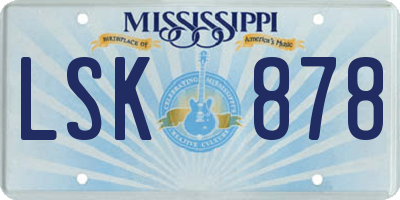 MS license plate LSK878