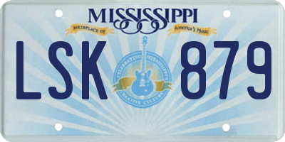 MS license plate LSK879