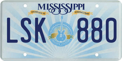 MS license plate LSK880