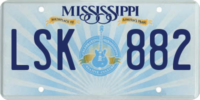 MS license plate LSK882