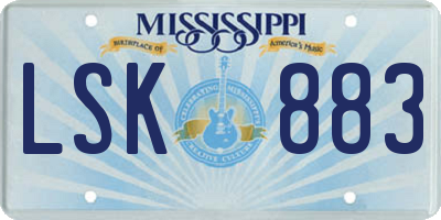 MS license plate LSK883