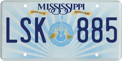 MS license plate LSK885