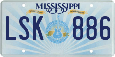 MS license plate LSK886