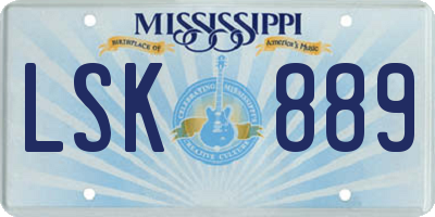 MS license plate LSK889