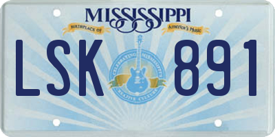 MS license plate LSK891