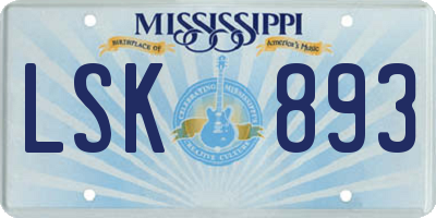 MS license plate LSK893